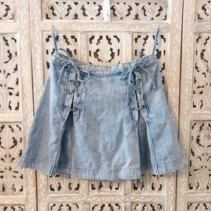 Free People denim lace-up skirt